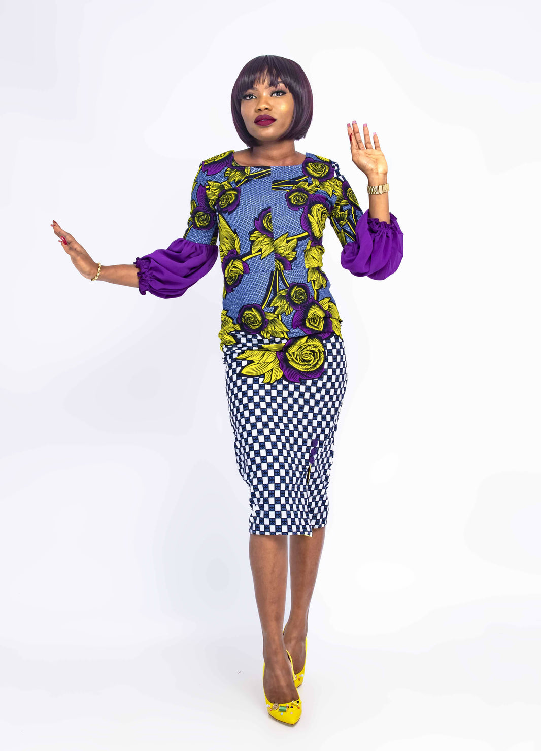 Tochi Formal African Print Dress | Purple Floral Ankara dresses